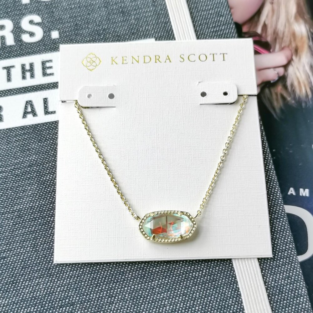 New Gold Kendra Scott Elisa Dichroic Glass Necklace